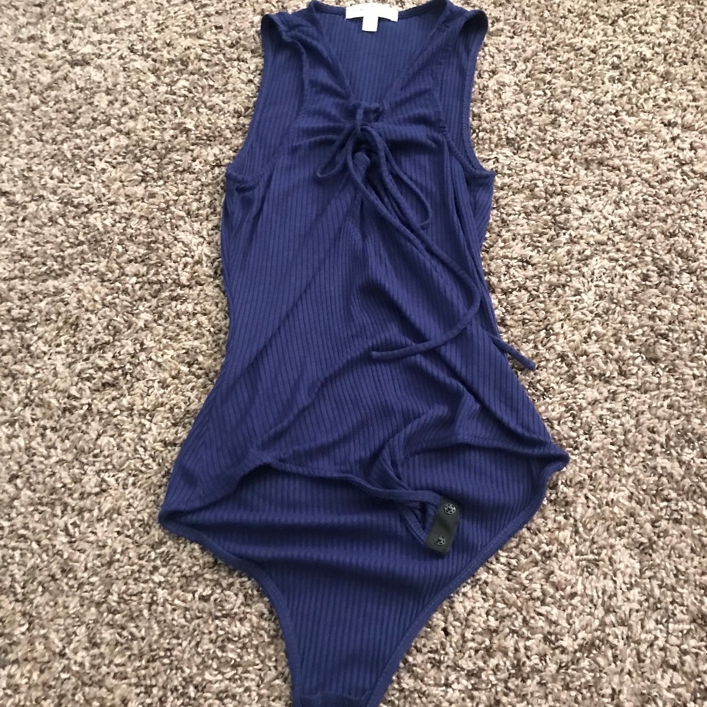 Ribbed/Lace Up Bodysuit